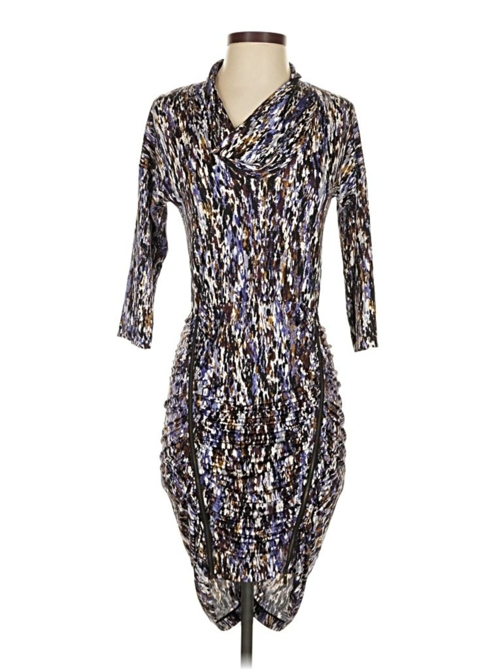 BCBGMAXAZRIA Long Sleeve Cowl Neck Ruched Dress – Size S - Picture 3 of 7